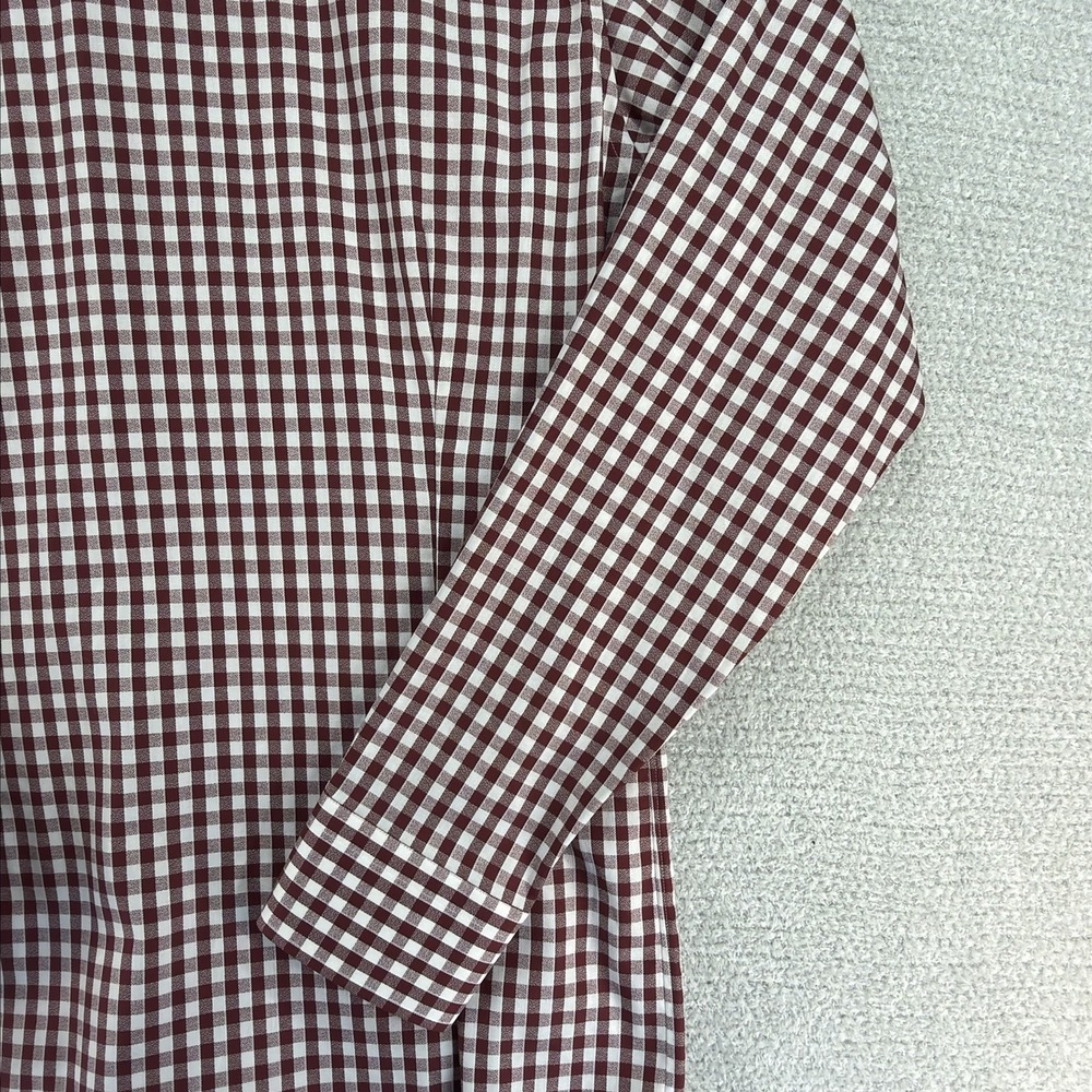 Eton Shirt Mens Med 39 / 15.5 Red White Gingham Check Plaid Slim Fit Button Down - Picture 9 of 16